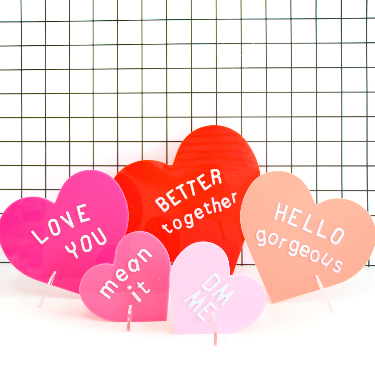 Valentine Candy Hearts Acrylic Blank