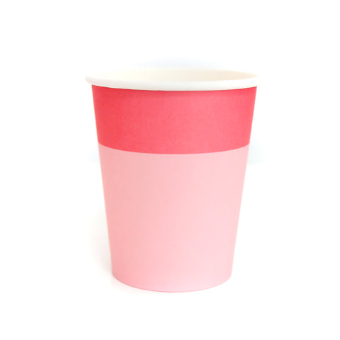 Strawberry and Light Pink Cup Color Blocked Paper Party Ware