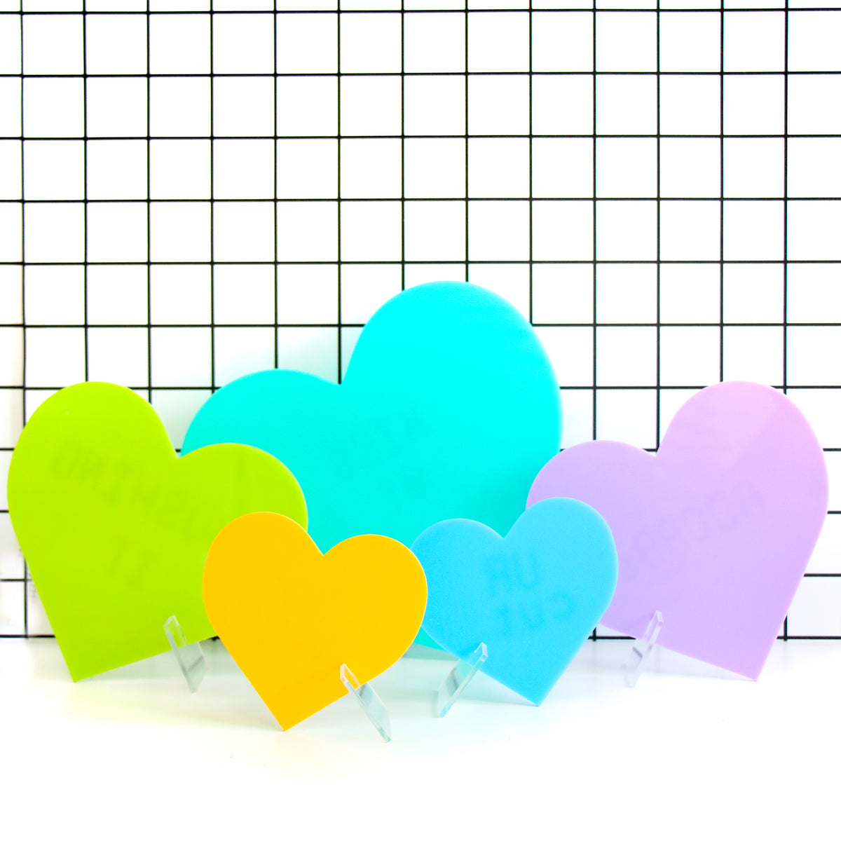 Warm tone acrylic hearts - customize with included stickers