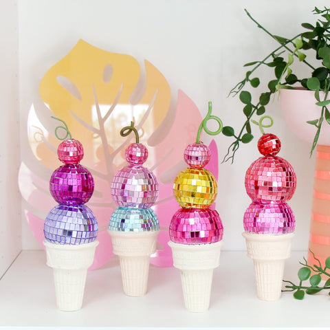 Disco ball ice cream cones - choose your colors