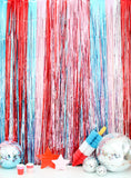 Red, White, and Blue Mylar Streamer Curtain backdrop