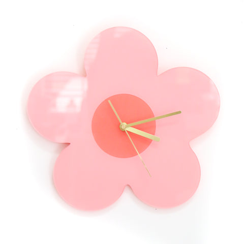 Pink and Coral Daisy Clock