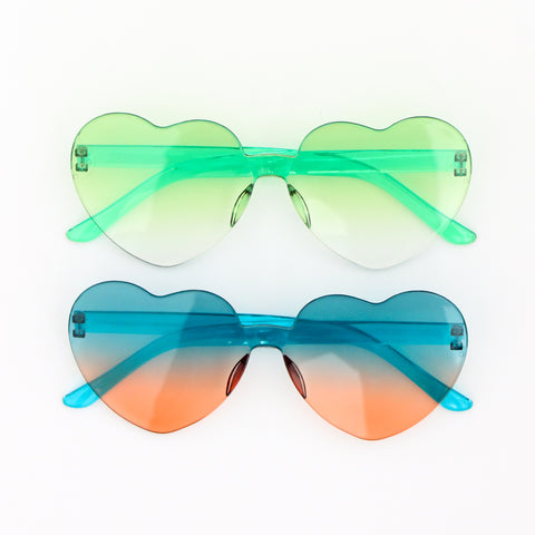 Green and Teal ombré Heart sunglasses