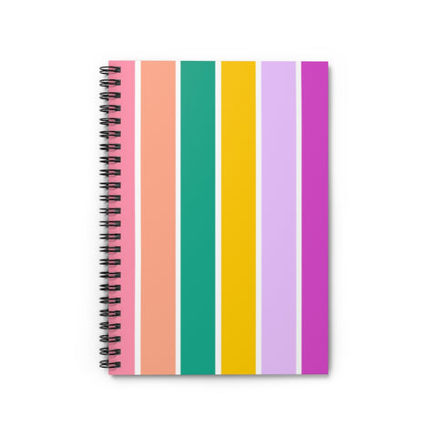 Totally 80's Stripe Spiral Notebook - Ruled Line