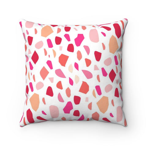 Pink and Red Terrazzo Valentine's Throw Pillow