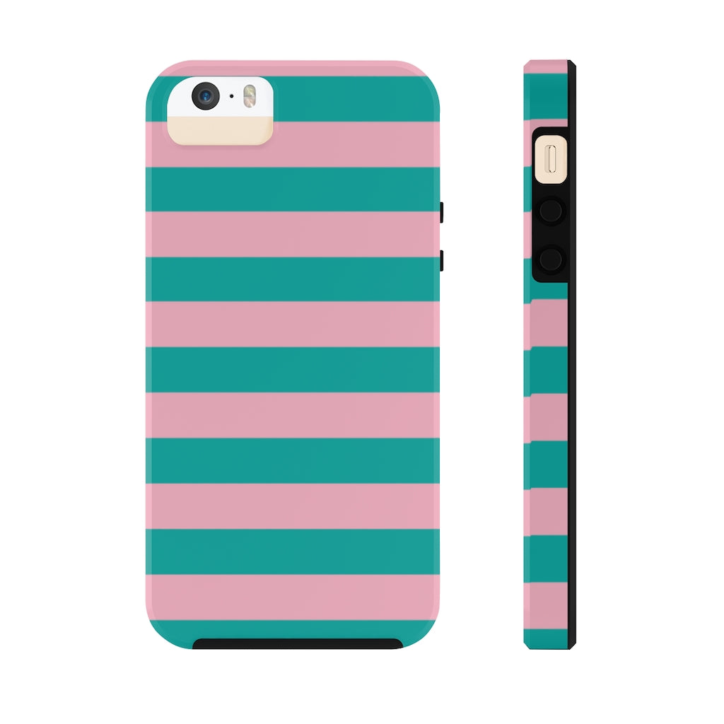 Turquoise and Pink Stripe Phone Case