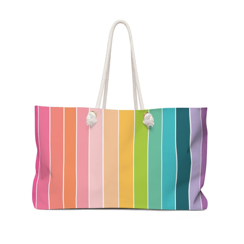 Rainbow Stripe Summer Tote Bag