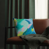 Blue and Green Abstract Outdoor Pillows