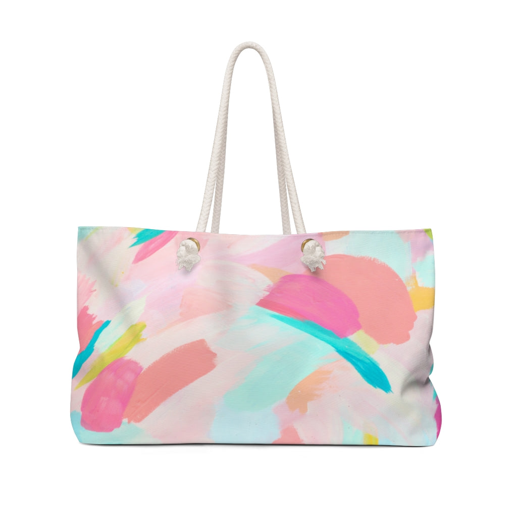 Ombre Initial Embroidered Canvas Tote Bag - 14x10