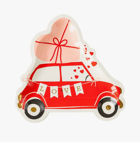 Love Bug Car Paper Plates for Valentine's Day