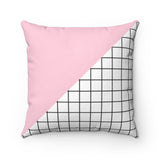 Light Pink and Grid Color Blocked Throw Pillow