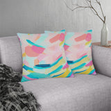 Rainbow Abstract Art Outdoor Pillows