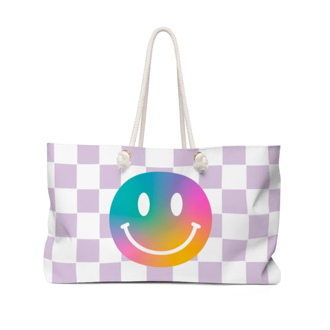 Gradient Smiley Face Check Summer Tote Bag