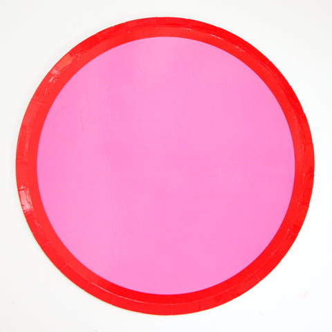 Red and Hot Pink Color Blocked Paper Party Ware