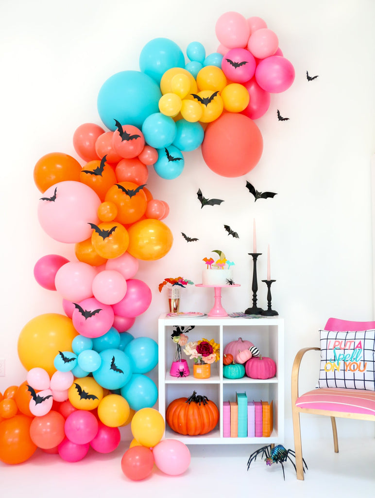 DIY Colorful Halloween Bat Balloon Garland