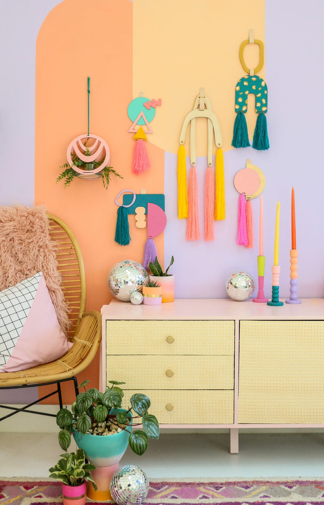 DIY Colorful Modern Yarn Wall Hangings