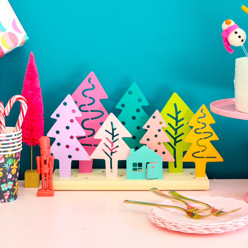 DIY Colorful Tree Forest Christmas Decor