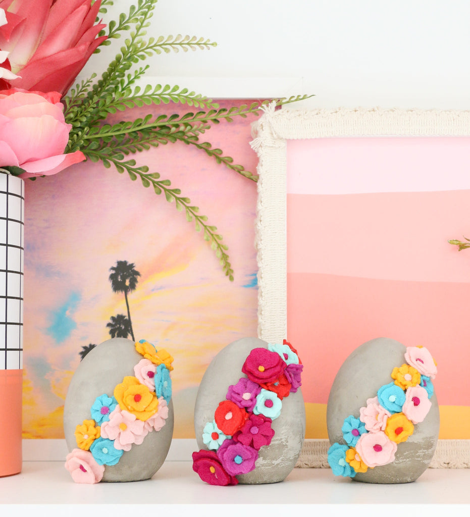 DIY Felt Flower Covered Easter Eggs
