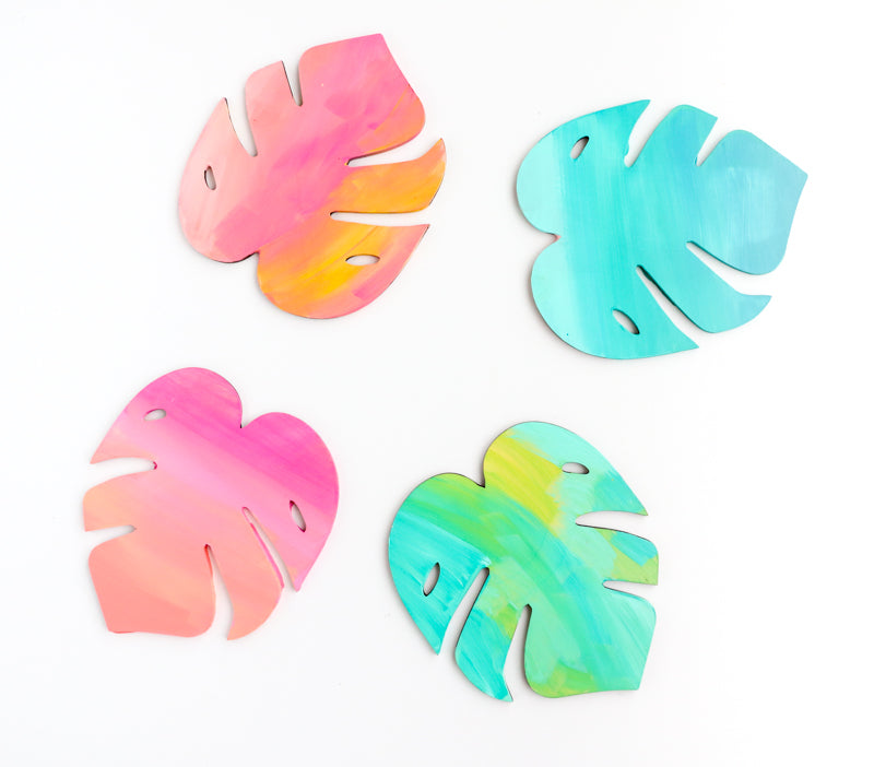 DIY Gradient Monstera Leaf Coasters