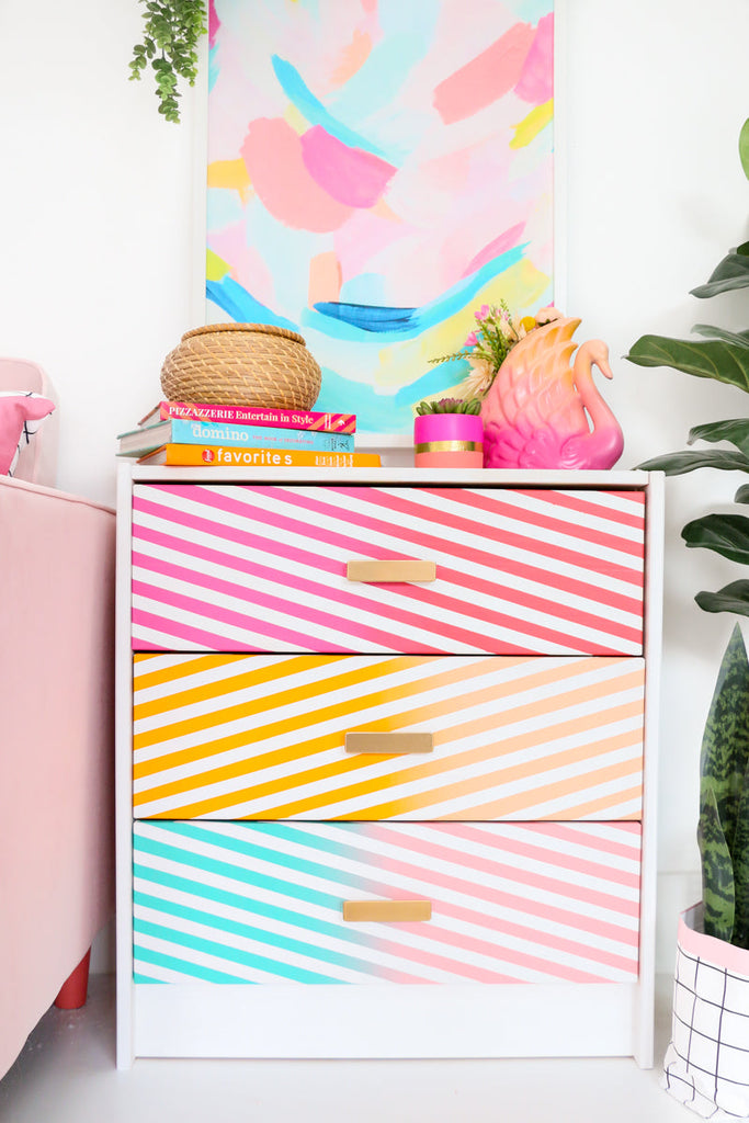 DIY Gradient Stripe Dresser