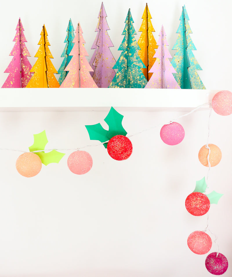 DIY Holly Light Bulb Garland