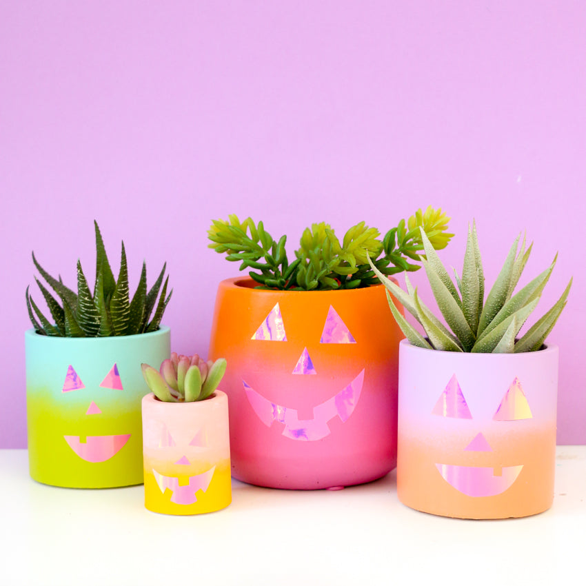 DIY Iridescent Pumpkin Planters