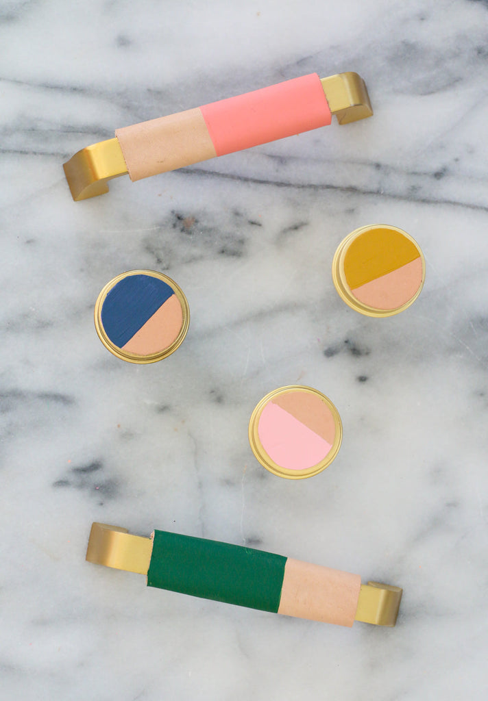DIY Leather and Brass Cabinet Hardware