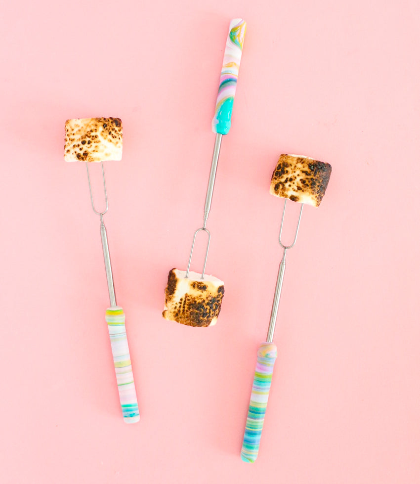 DIY Marble Handled Marshmallow Roasting Sticks