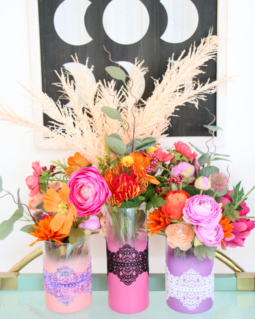 DIY Sculpey Liquid Clay Lace Flower Vases