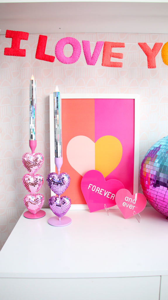 Disco heart candle holders