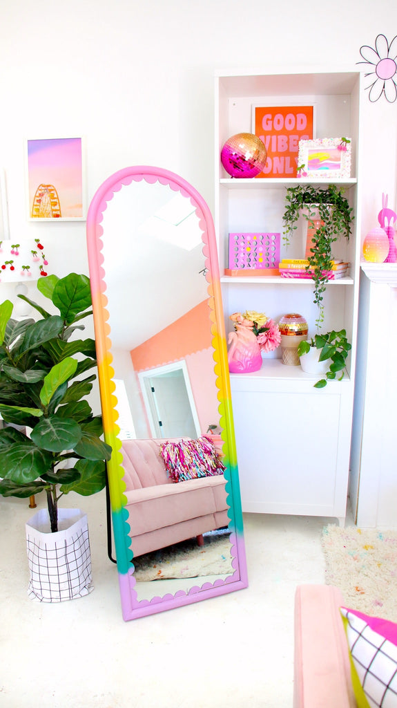 DIY Rainbow Scalloped Mirror