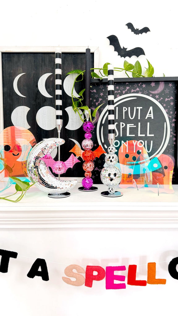 DIY Disco Halloween Candle Holders