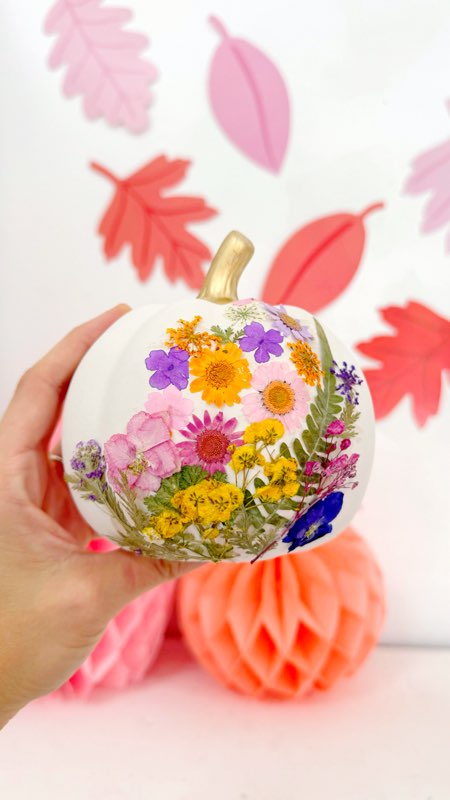 DIY Pressed Flower Pumpkins