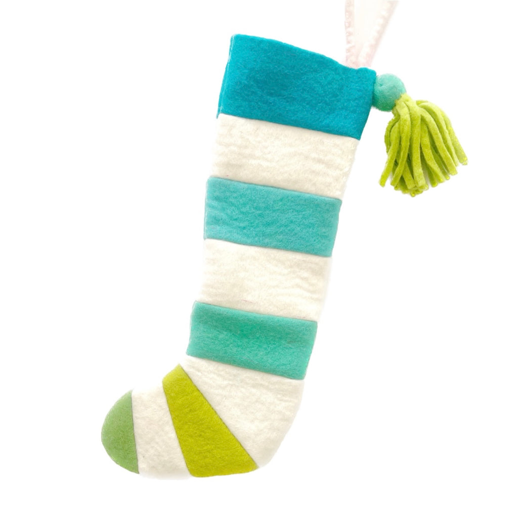 Green and Blue Striped Hand Felted Mini Stocking – Kailo Chic
