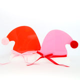 Red and light pink acrylic Santa Hat