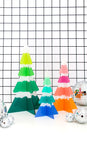 Rainbow snow capped Christmas trees