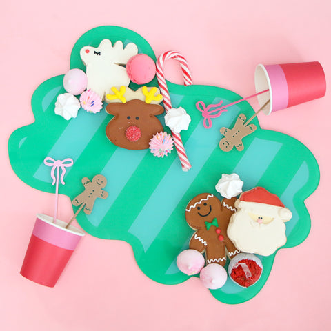 Green and turquoise stripe acrylic serving tray