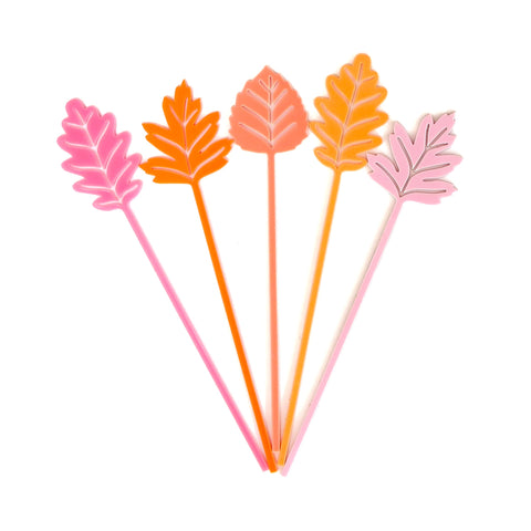 Fall leaves drink stirrers