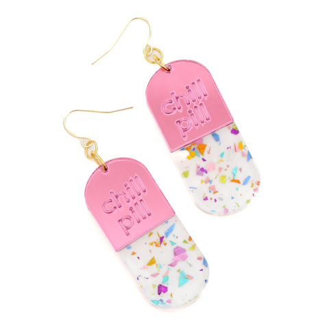 Chill Pill Confetti Acrylic Earrings