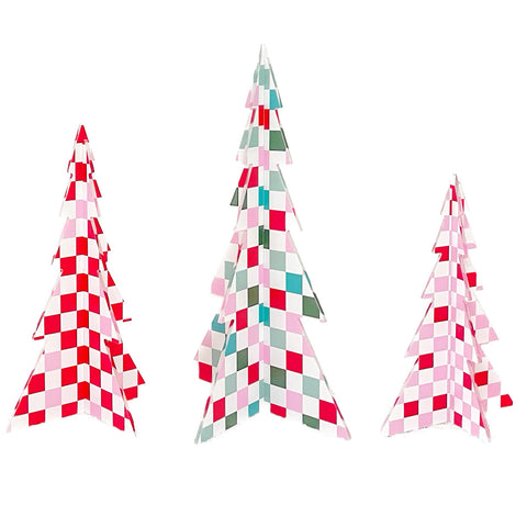 Checkerboard Acrylic Christmas Trees - set of 3
