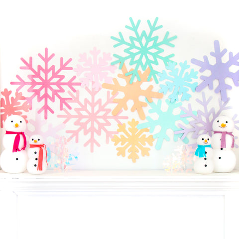 Pastel Glitter Snowflakes