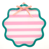 Pink and turquoise stripe wavy dry erase hanging memo board