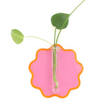 Wavy circle wall hook - pink and mustard