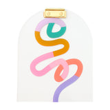 Rainbow squiggle patterned acrylic clipboard