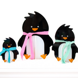 Acrylic penguin - pink/mint/tuquoise set