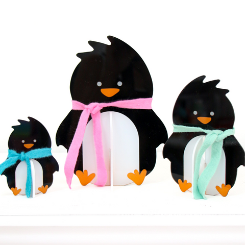 Acrylic penguin - pink/mint/tuquoise set