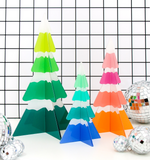Rainbow snow capped Christmas trees