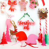 Red and light pink acrylic Santa Hat