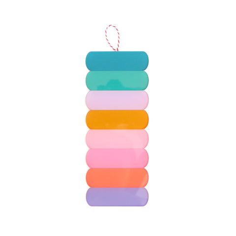 Colorful scalloped stripe Large acrylic ornament