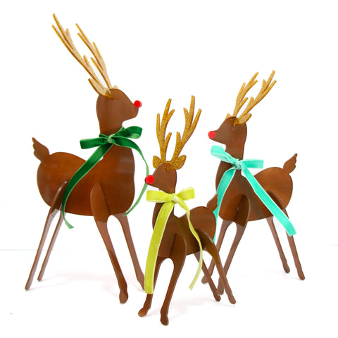 Acrylic reindeer - brown with gold antlers